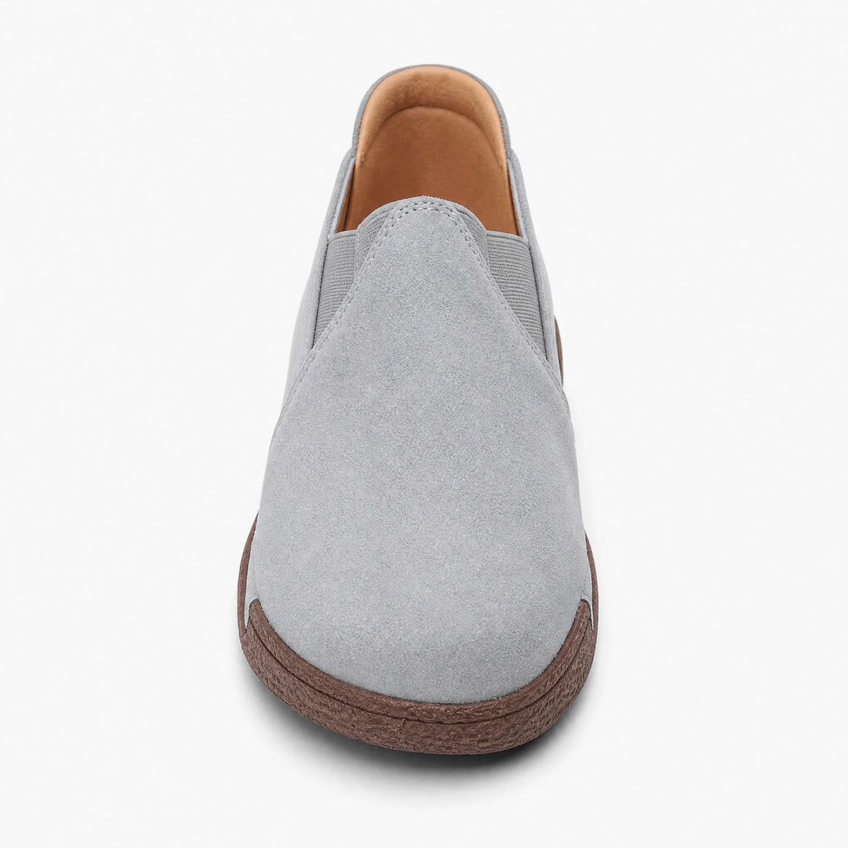 Mocasín de mujer de ante marrón con suela gruesa