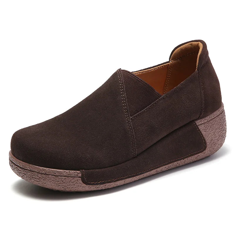 Mocasín de mujer de ante gris oscuro