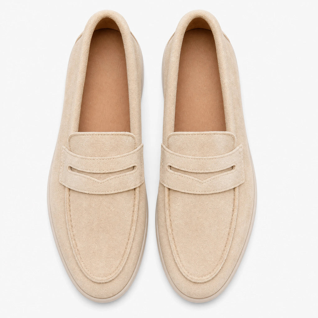 Mocasín de mujer con tira y suela blanca, color beige, foto 1