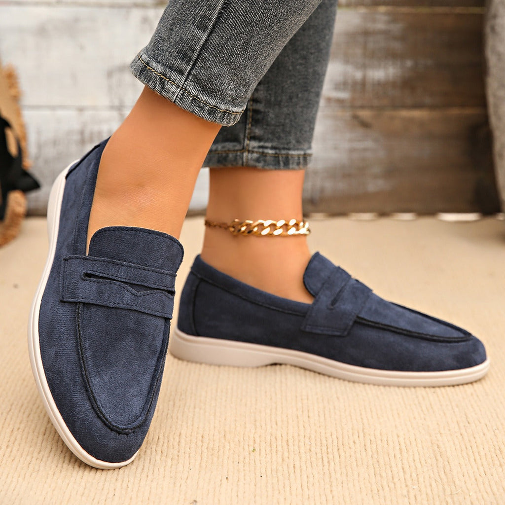 Mocasín de mujer con tira y suela blanca, color camel, foto 14