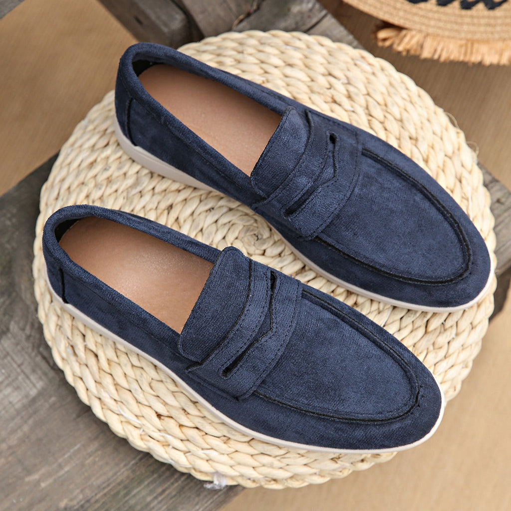 Mocasín de mujer con tira y suela blanca, color azul marino, foto 7