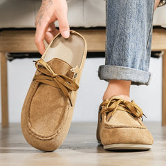 Mocasín mule de hombre con cordones y talón abierto, Camel