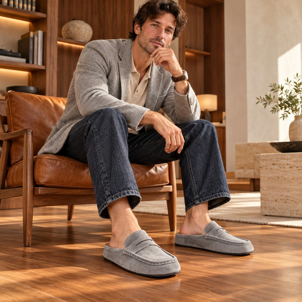 Mocasín mule penny de hombre visto de perfil