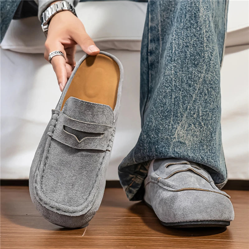 Par de mocasines mule penny de hombre en gris