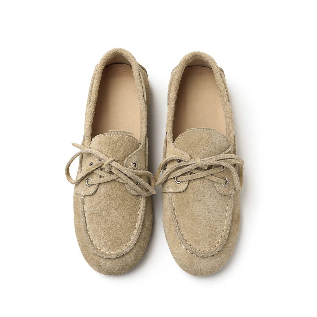 Mocasín náutico de mujer con cordones Beige, vista superior