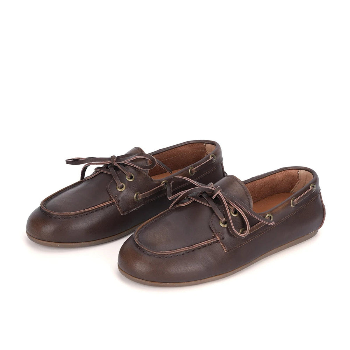Mocasín náutico de mujer con cordones Beige, vista trasera