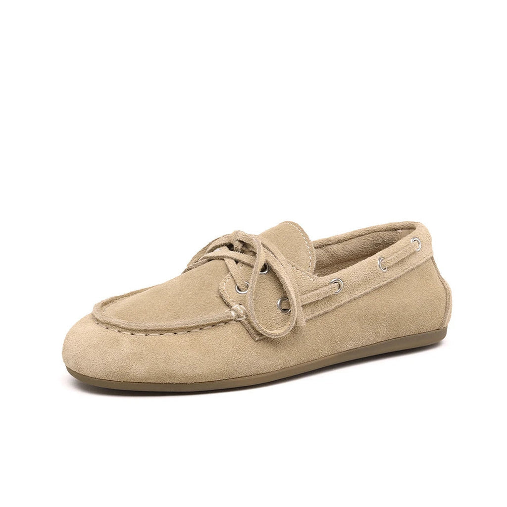 Mocasín náutico de mujer con cordones Beige, detalle del interior