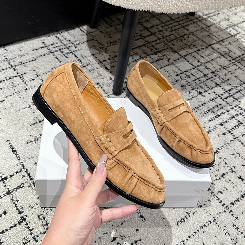 Mocasín mule mujer efecto ante rojo ladrillo, vista de frente