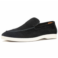 Mocasín perforado para hombre, negro, beige o verde, Negro