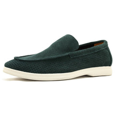 Mocasín perforado para hombre, negro, beige o verde, Verde oscuro