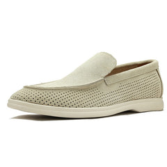 Mocasín perforado para hombre, negro, beige o verde, Beige