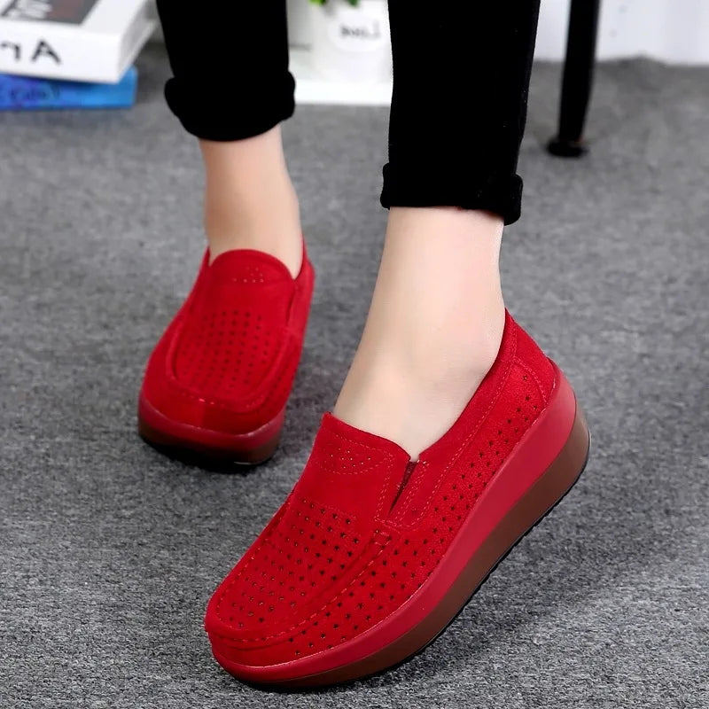 Par de mocasines de plataforma para mujer
