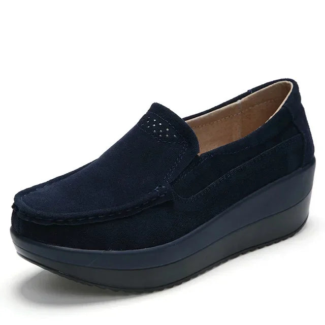 Mocasín de plataforma azul marino de ante