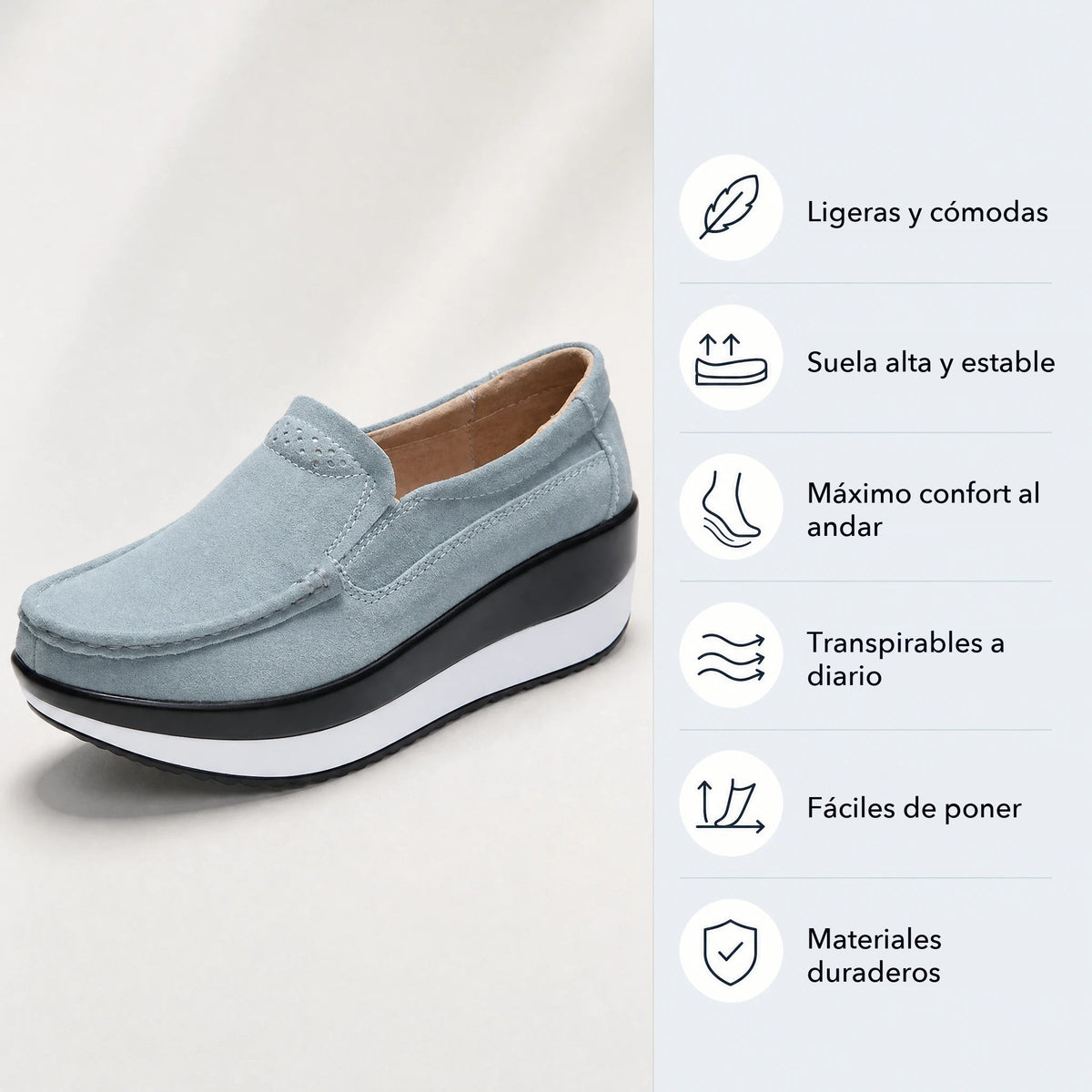 Mocasín de plataforma negro de ante Imagen