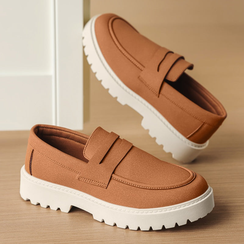 Mocasines de franela vistos desde arriba