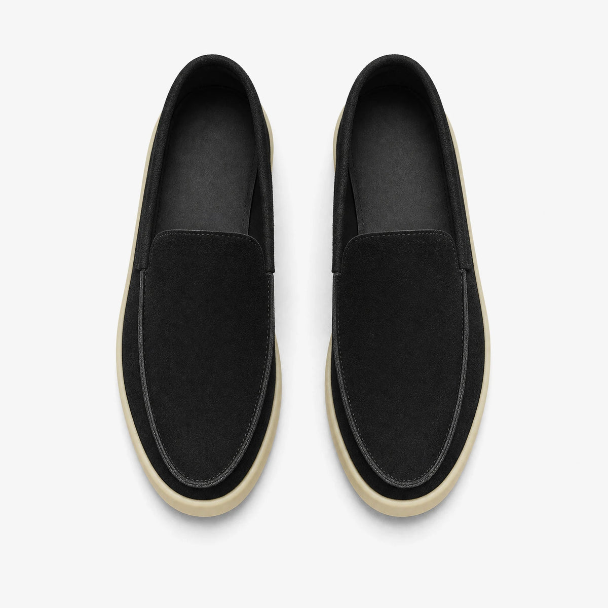 Mocasín de suela gruesa negro de ante, color negro, foto 1