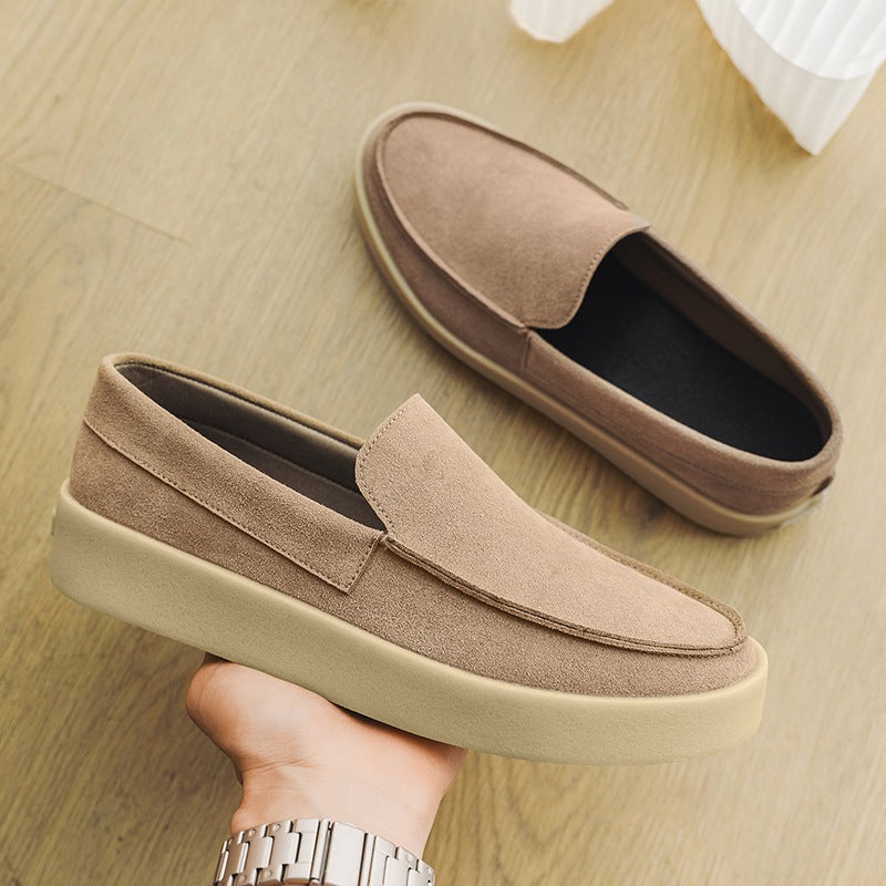 Mocasín de suela gruesa negro de ante, color taupe, foto 10