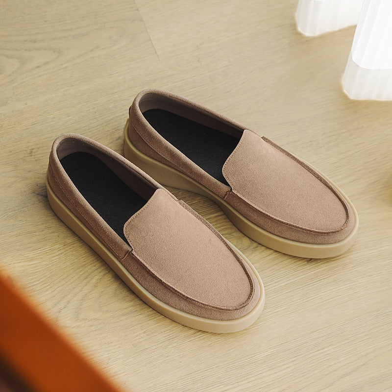 Mocasín de suela gruesa negro de ante, color taupe, foto 12