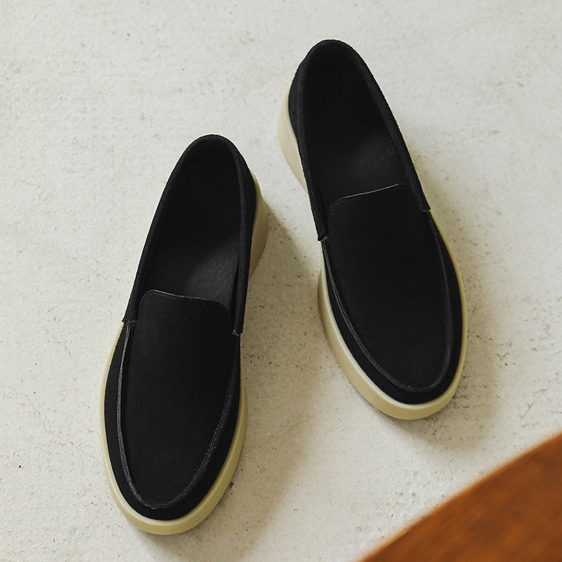 Mocasín de suela gruesa negro de ante, color negro, foto 9