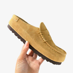 Mocasín zueco de ante para calzar, Camel