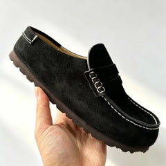 Mocasín zueco de ante para calzar, Negro