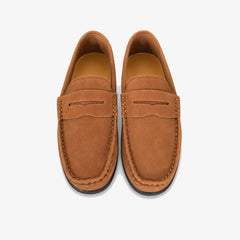 Mocasines de ante para hombre slip-on con antifaz penny, Camel