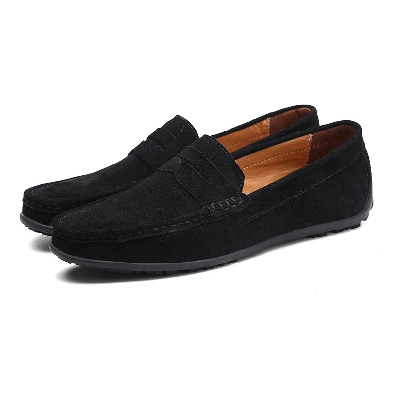 Mocasines de ante para hombre slip-on en camel