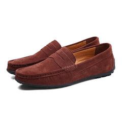 Mocasines de ante para hombre slip-on con antifaz penny, Marrón