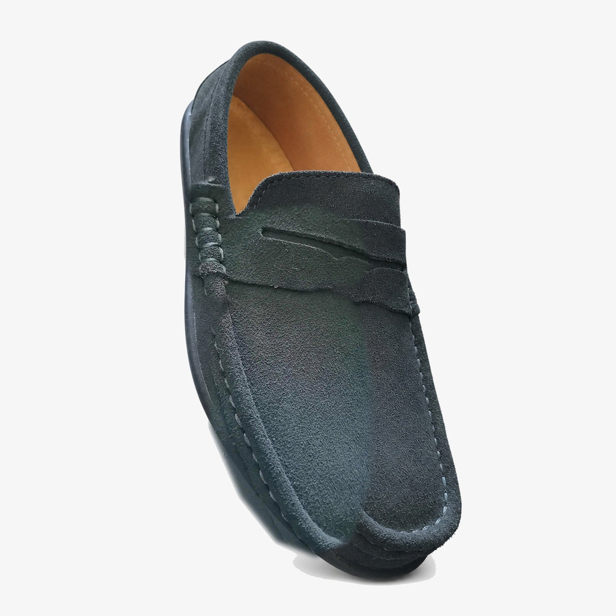 Suela de caucho de los mocasines azules de hombre