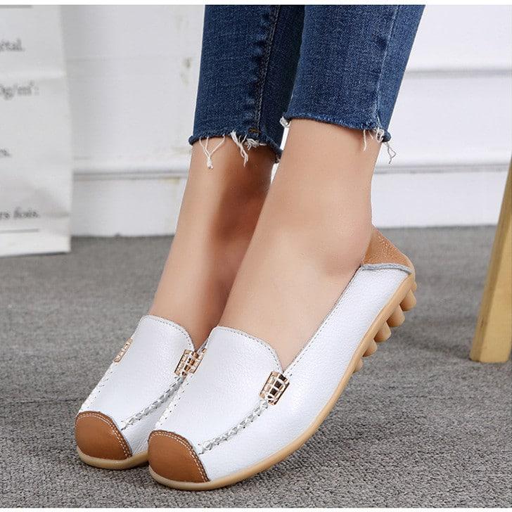 Mocasines suaves bicolores efecto cuero