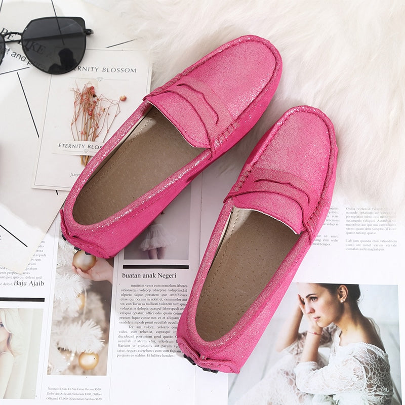 Mocasines de primavera verano con lentejuelas para mujer