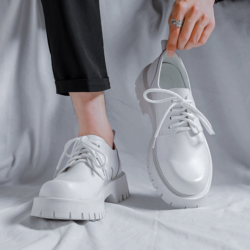 Mocasines informales con plataforma de piel auténtica para hombre