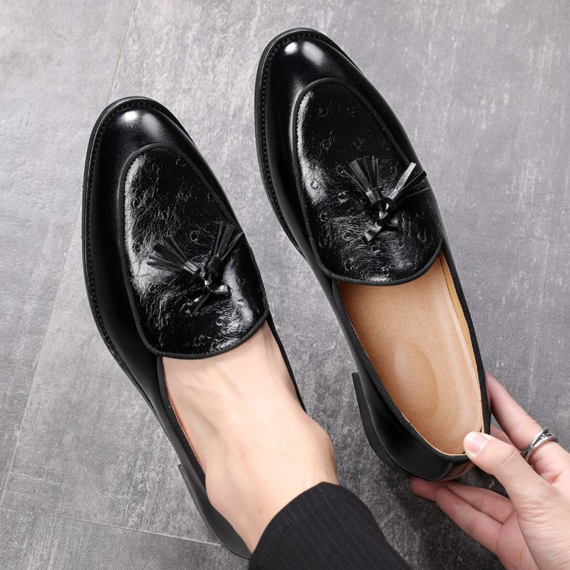Mocasines elegantes de cuero con borla para hombre