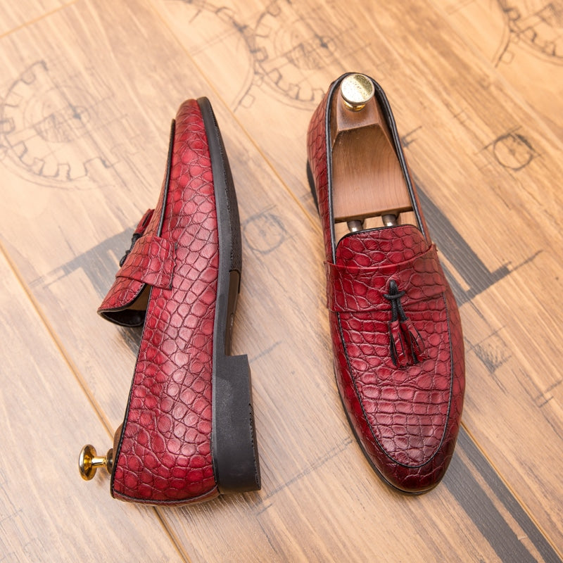Mocasines con borlas de cuero genuino efecto serpiente