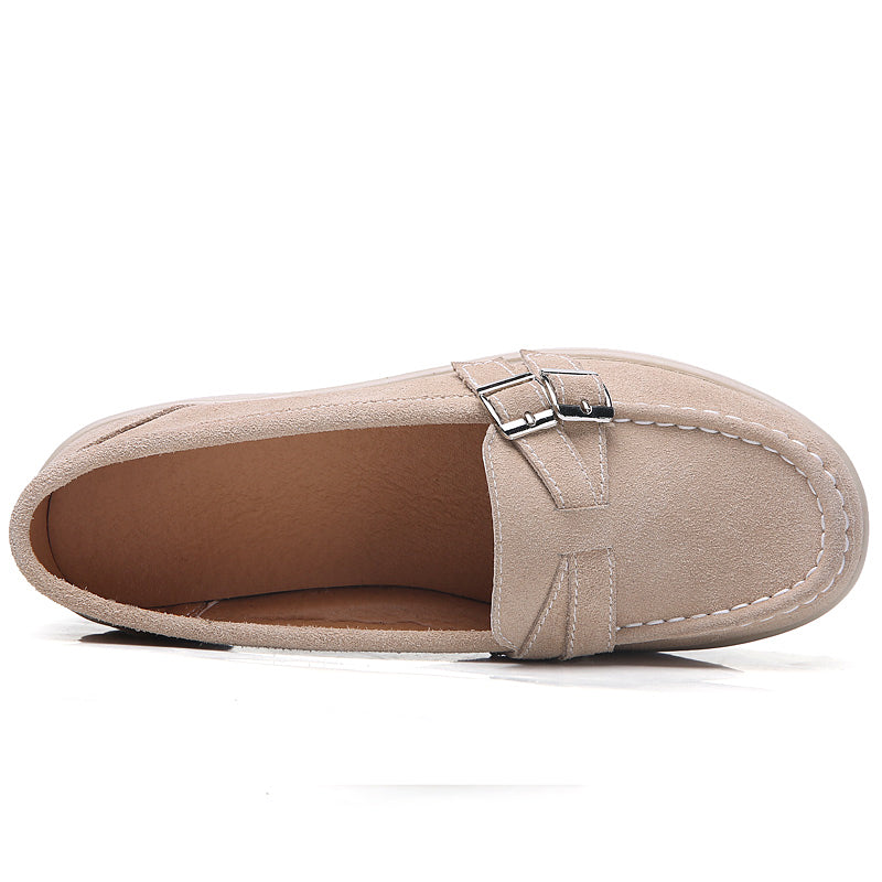 Mocasines de cuña en ante sintético para mujer