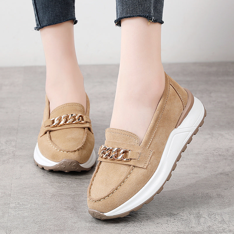 Mocasines deportivos con plataforma de ante