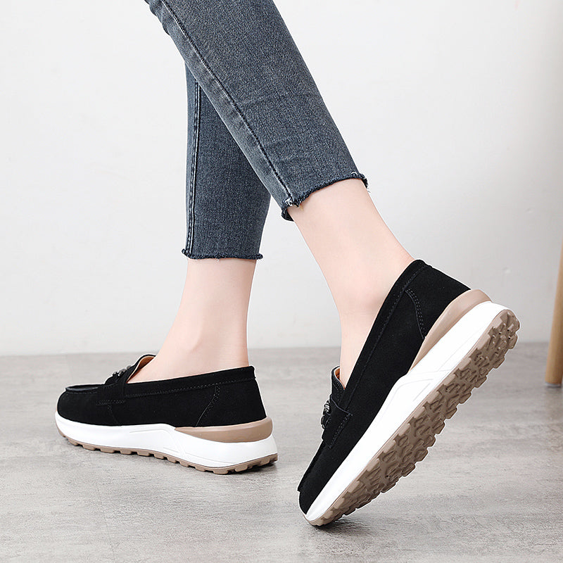 Mocasines deportivos con plataforma de ante
