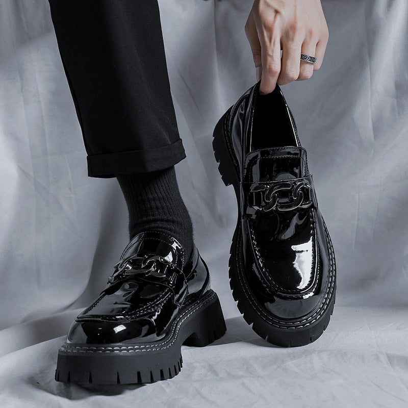 Mocasines con plataforma de charol para hombre