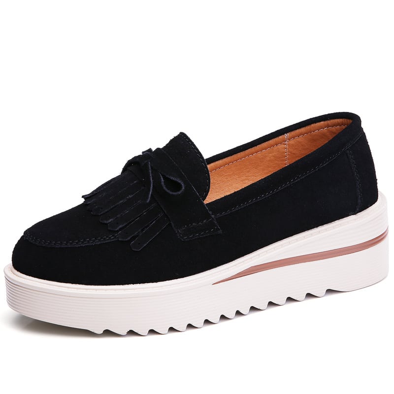 Mocasines de ante con plataforma compensada