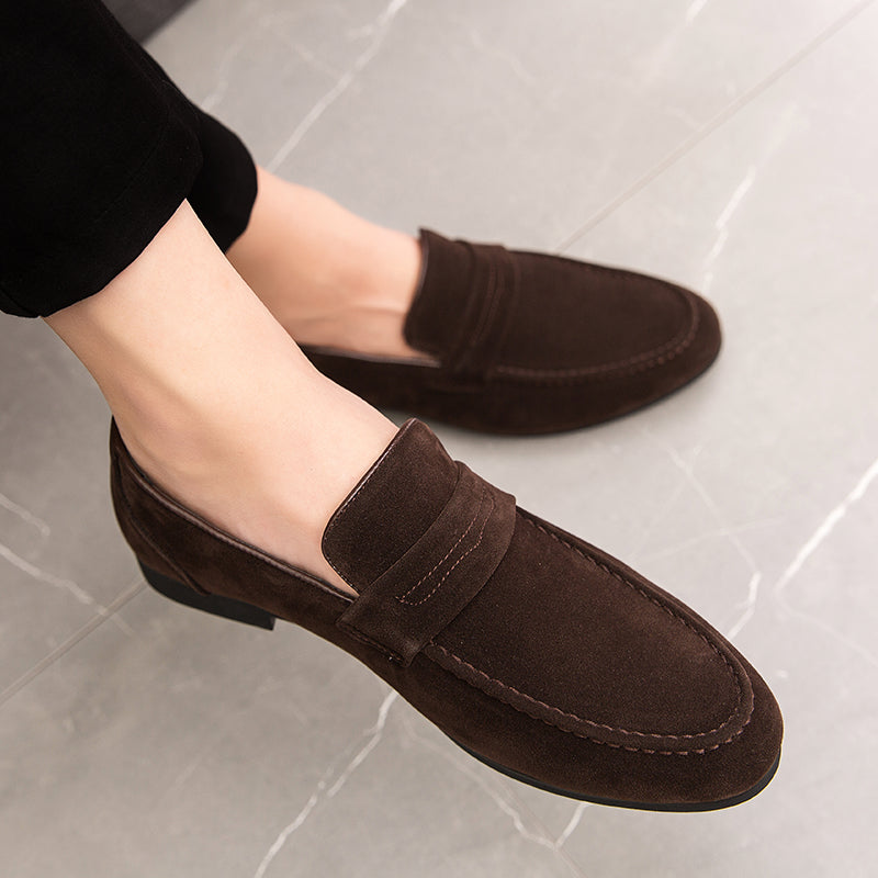 Mocasines de ante con tacón cuadrado para hombre
