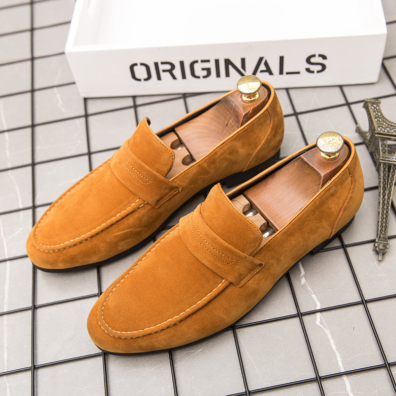 Mocasines de ante con tacón cuadrado para hombre