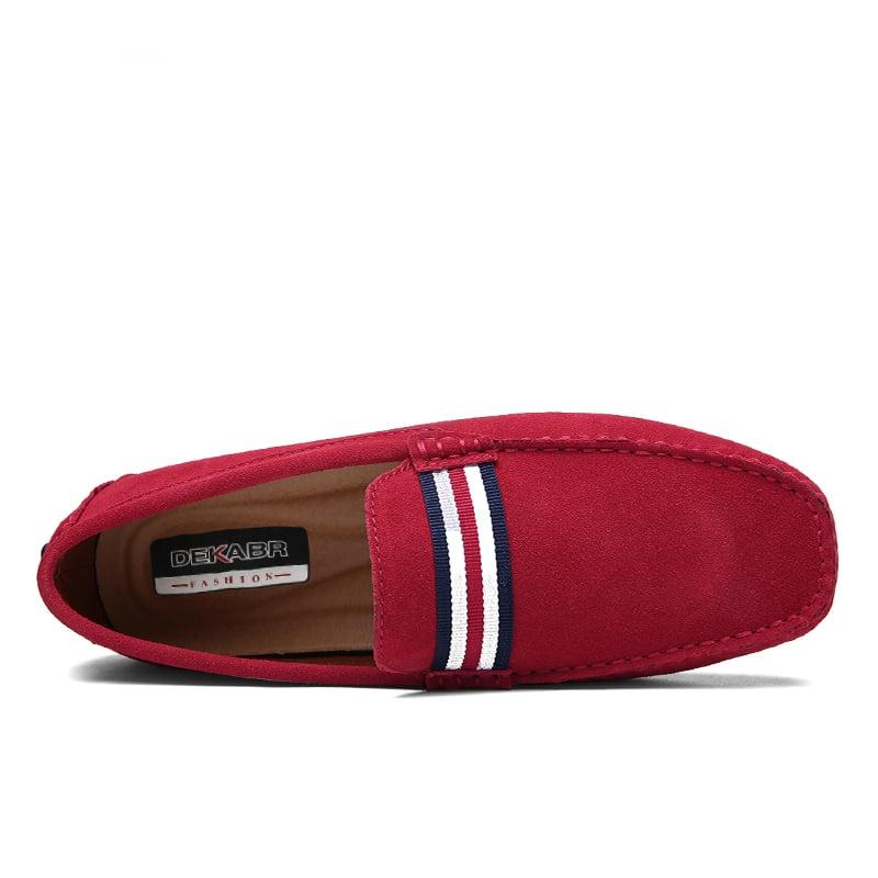 Mocasines de diseño en ante rojo para hombre