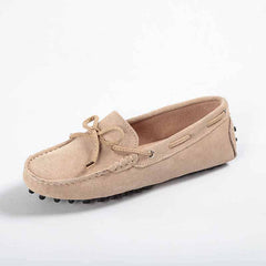 Mocasines suaves de ante para mujer, Beige