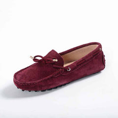 Mocasines suaves de ante para mujer, Burdeos