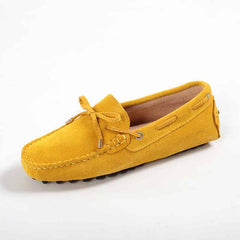 Mocasines suaves de ante para mujer, Amarillo