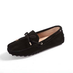 Mocasines suaves de ante para mujer, Negro