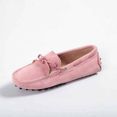 Mocasines suaves de ante para mujer, Rosa