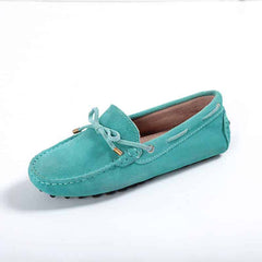 Mocasines suaves de ante para mujer, Turquesa