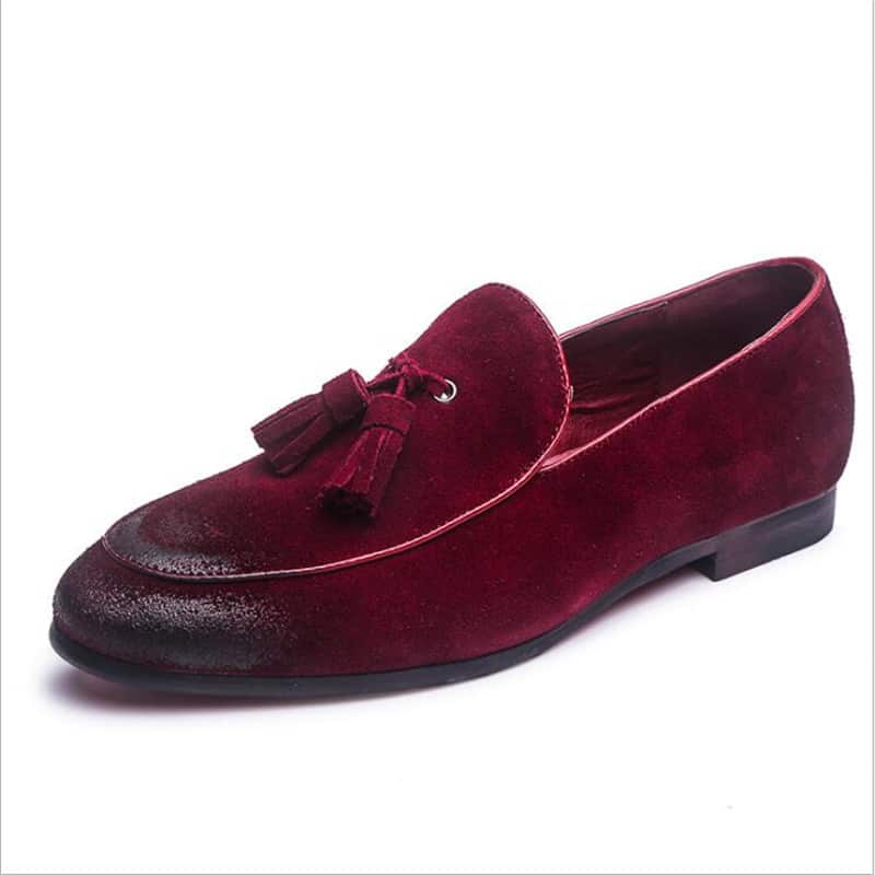 Mocasines de ante genuino suave y clásico con borlas para hombre