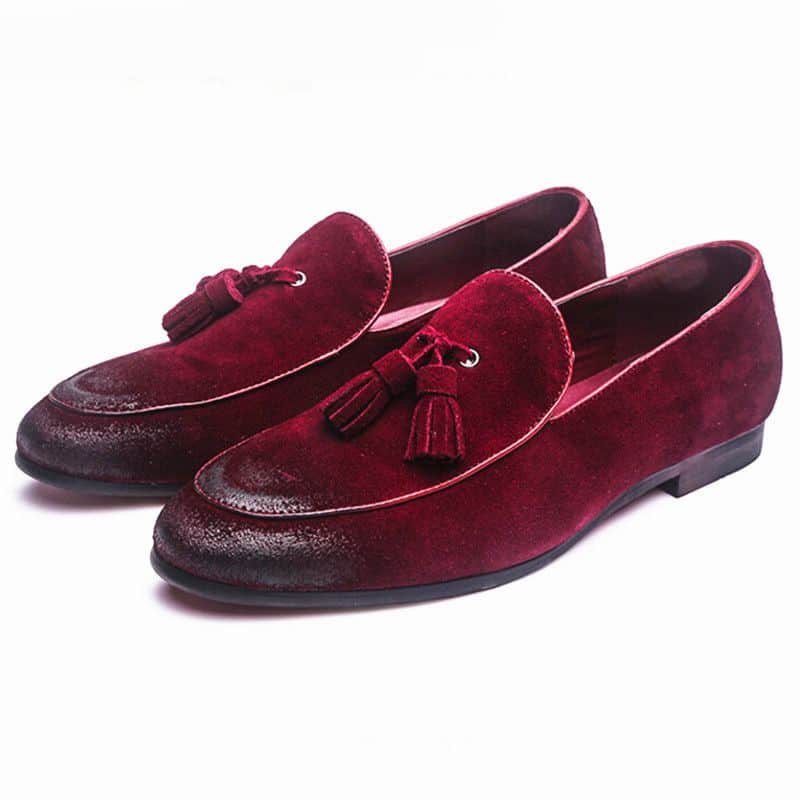 Mocasines de ante genuino suave y clásico con borlas para hombre